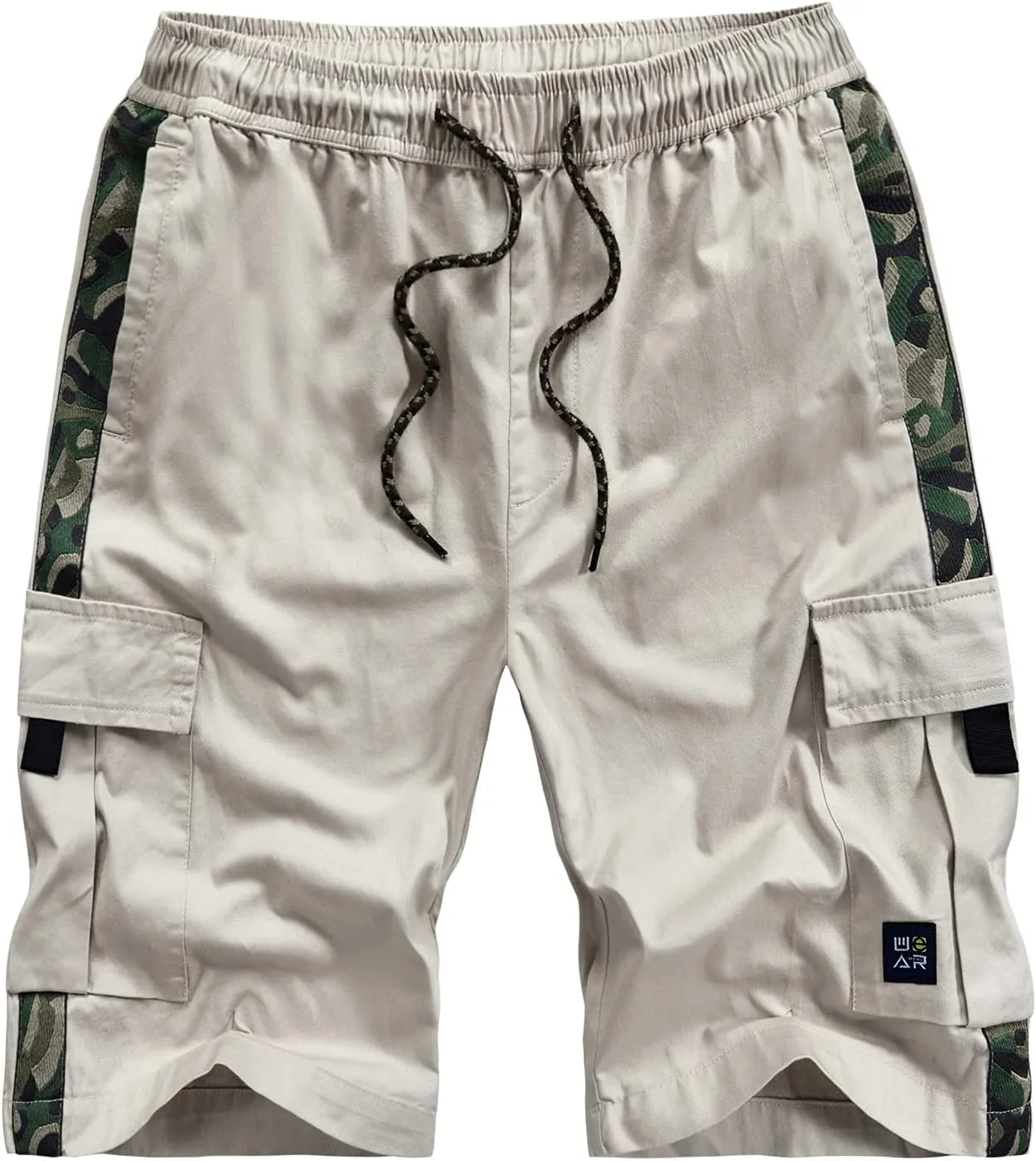 Soft Cotton Shorts Men Fashion Casual Printed Loose Quick-Drying Shorts Beach Pants Mens Shorts Elastic Waist