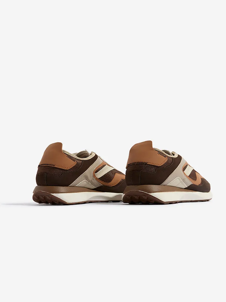 SOLEPLAY Brown Mesh-Detailed Lace-Up Sneakers