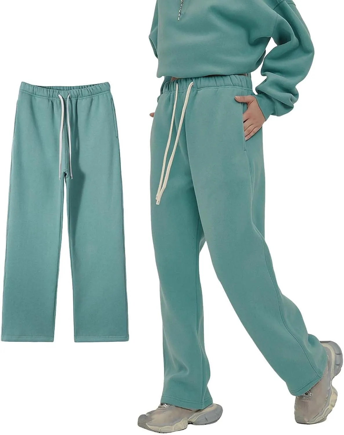 Straight Leg Sweatpants Men Plain Athletic Pants Open Bottom Casual Relaxed Fit Fall Trousers Baggy Gym Track Pants