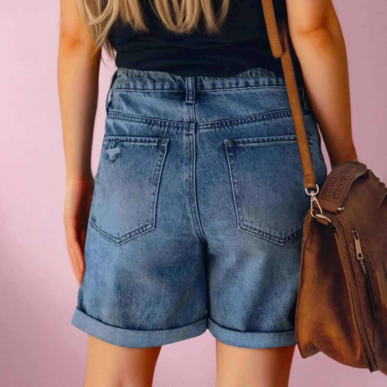 Stretchy Jean Shorts for Women High Waist Summer Beach Bermuda Shorts Casual Trendy Ripped Loose Fit Hot Denim Shorts
