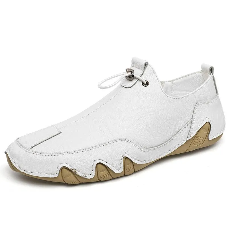 Stylish Men's Leather Shoes in British Style for Spring, Available in Plus Size