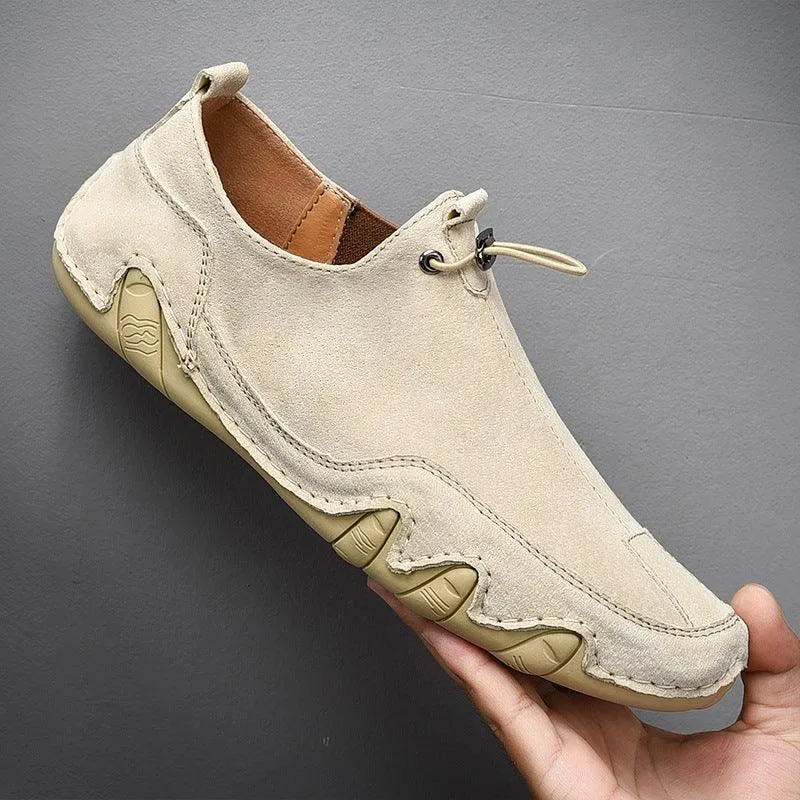 Stylish Men's Leather Shoes in British Style for Spring, Available in Plus Size