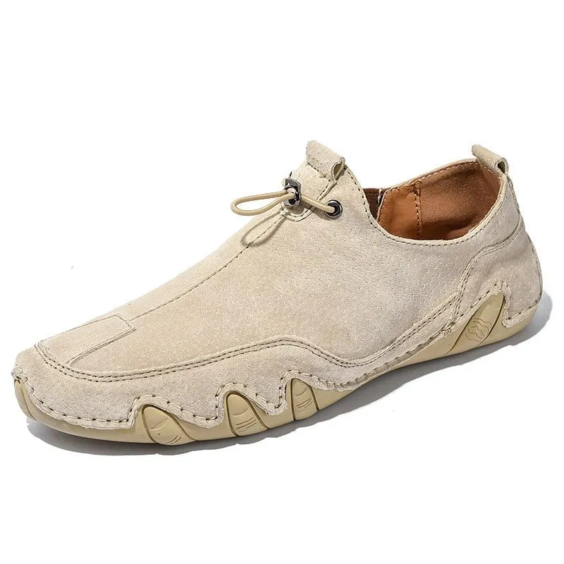 Stylish Men's Leather Shoes in British Style for Spring, Available in Plus Size