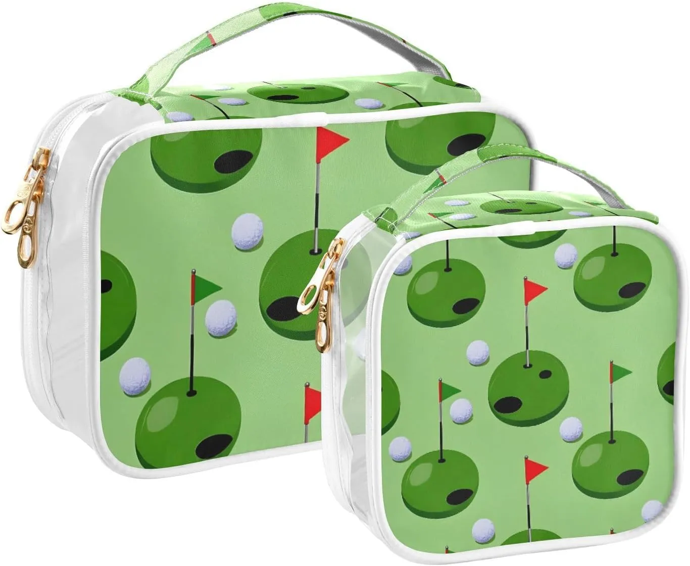 SUABO Golf Ball Toiletry Bag, 2 Pack Clear Makeup Bags with Handle Large Opening, Clear Toiletry Bags Fit Carry-on Travel Essential
