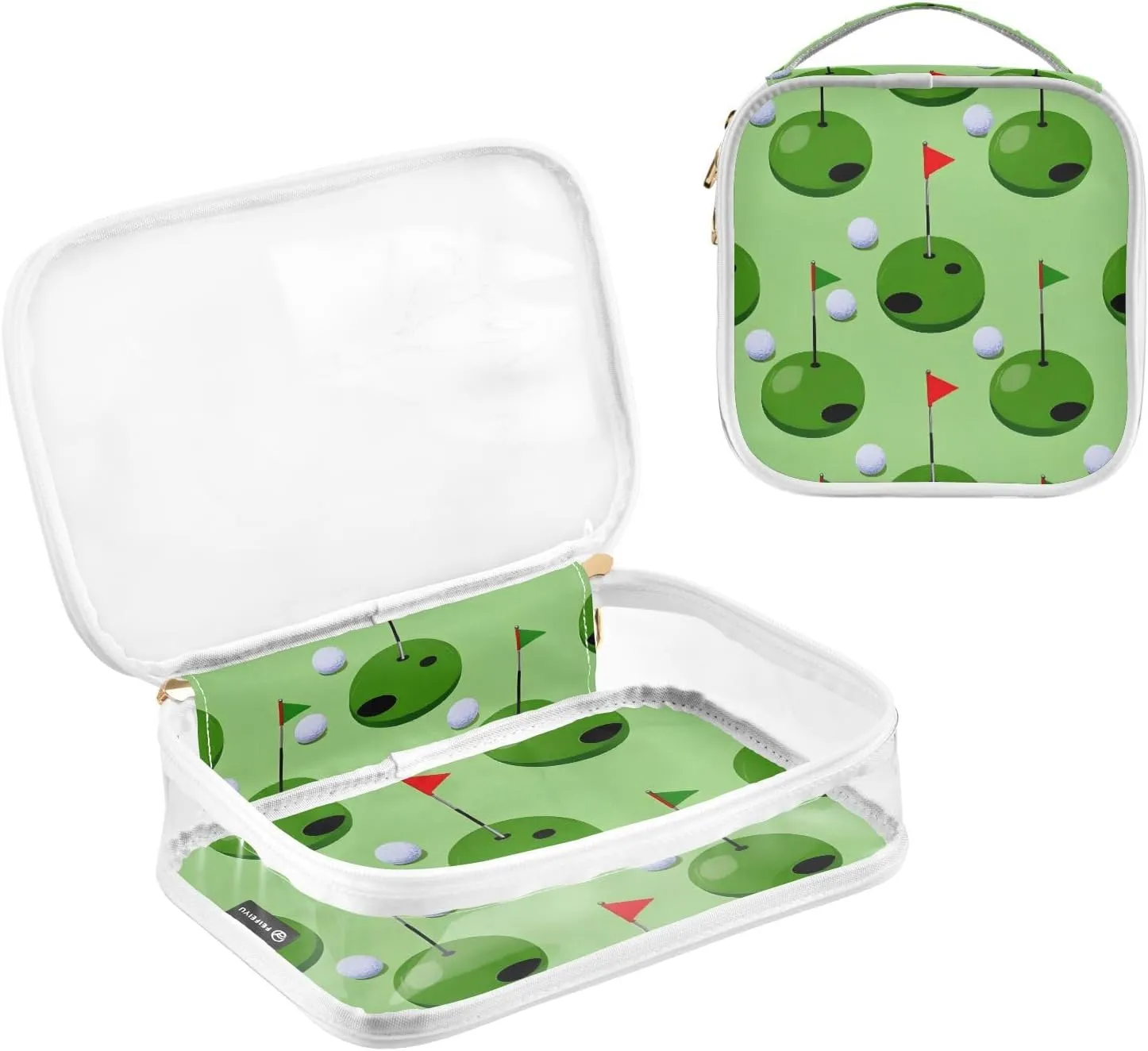 SUABO Golf Ball Toiletry Bag, 2 Pack Clear Makeup Bags with Handle Large Opening, Clear Toiletry Bags Fit Carry-on Travel Essential