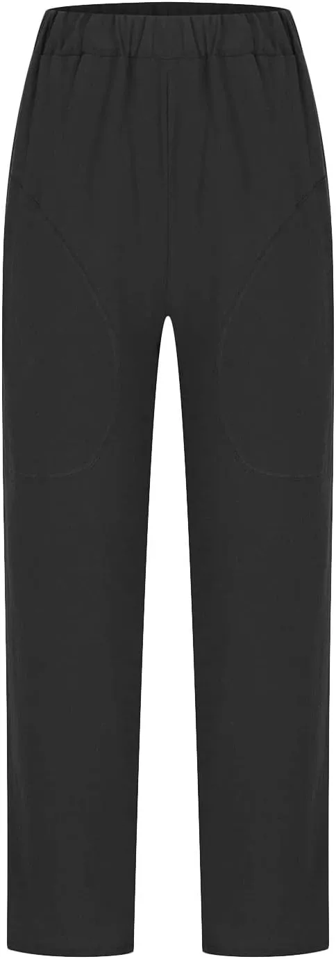 Summer Cotton Linen Pants Women Trendy Ankle Trousers High Waist Cozy Beach Pants Loose Fit Linen Straight Leg Pants