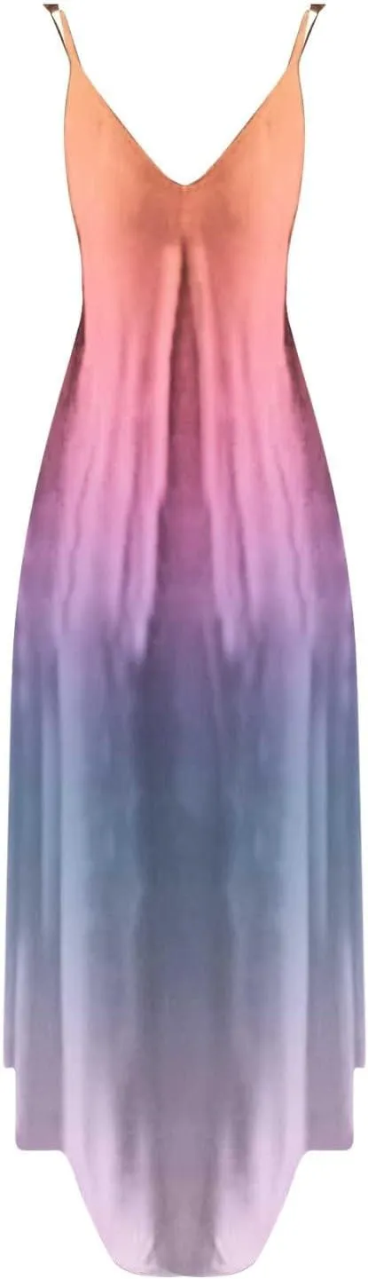 Summer Dresses for Women Vacation Floral Slip Dress Boho Maxi Sleeveless Dress Casual V Neck Beach Sundresses 2025