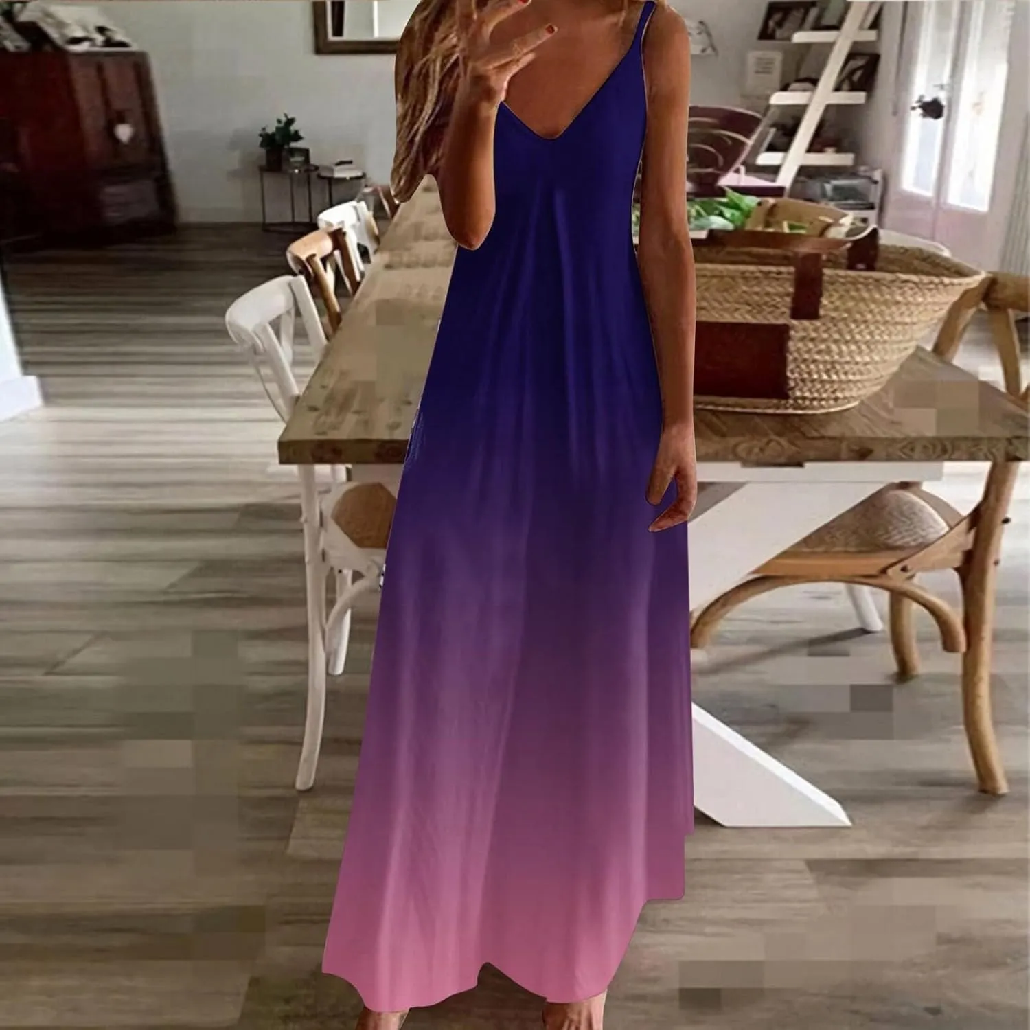 Summer Dresses for Women Vacation Floral Slip Dress Boho Maxi Sleeveless Dress Casual V Neck Beach Sundresses 2025