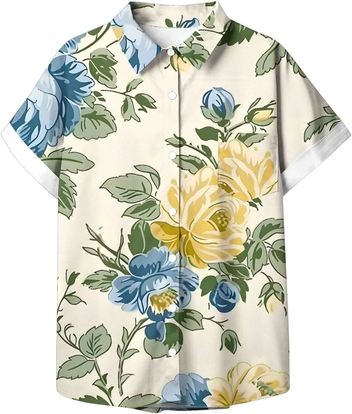 Summer Tops for Women 2024 Vacation Beach Vacation Short Sleeve Floral Print Shirts Casual Loose Bohemian Blouses