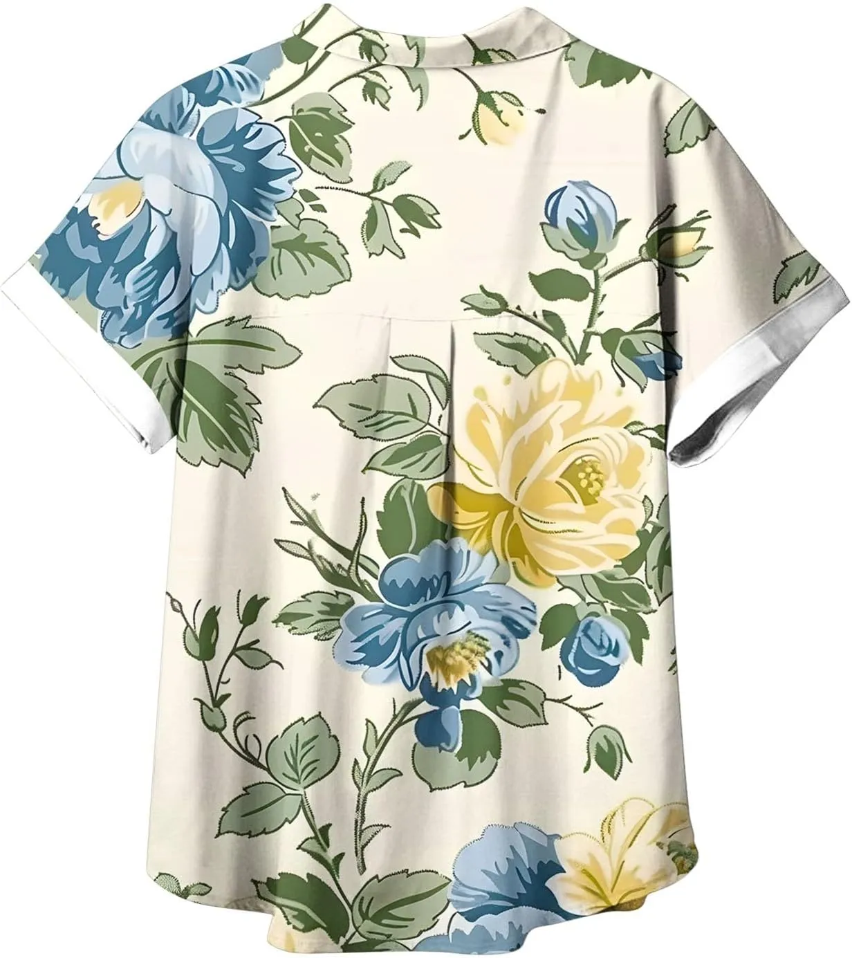 Summer Tops for Women 2024 Vacation Beach Vacation Short Sleeve Floral Print Shirts Casual Loose Bohemian Blouses