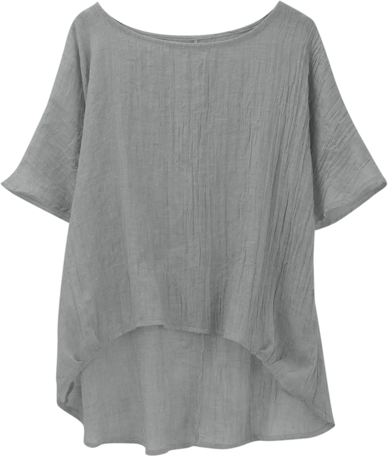 Summer Tops for Women 2025 Trendy Short Sleeve Cotton Linen Shirt Curved Hem Casual Boho Gauze Tunic Blouses Outfits