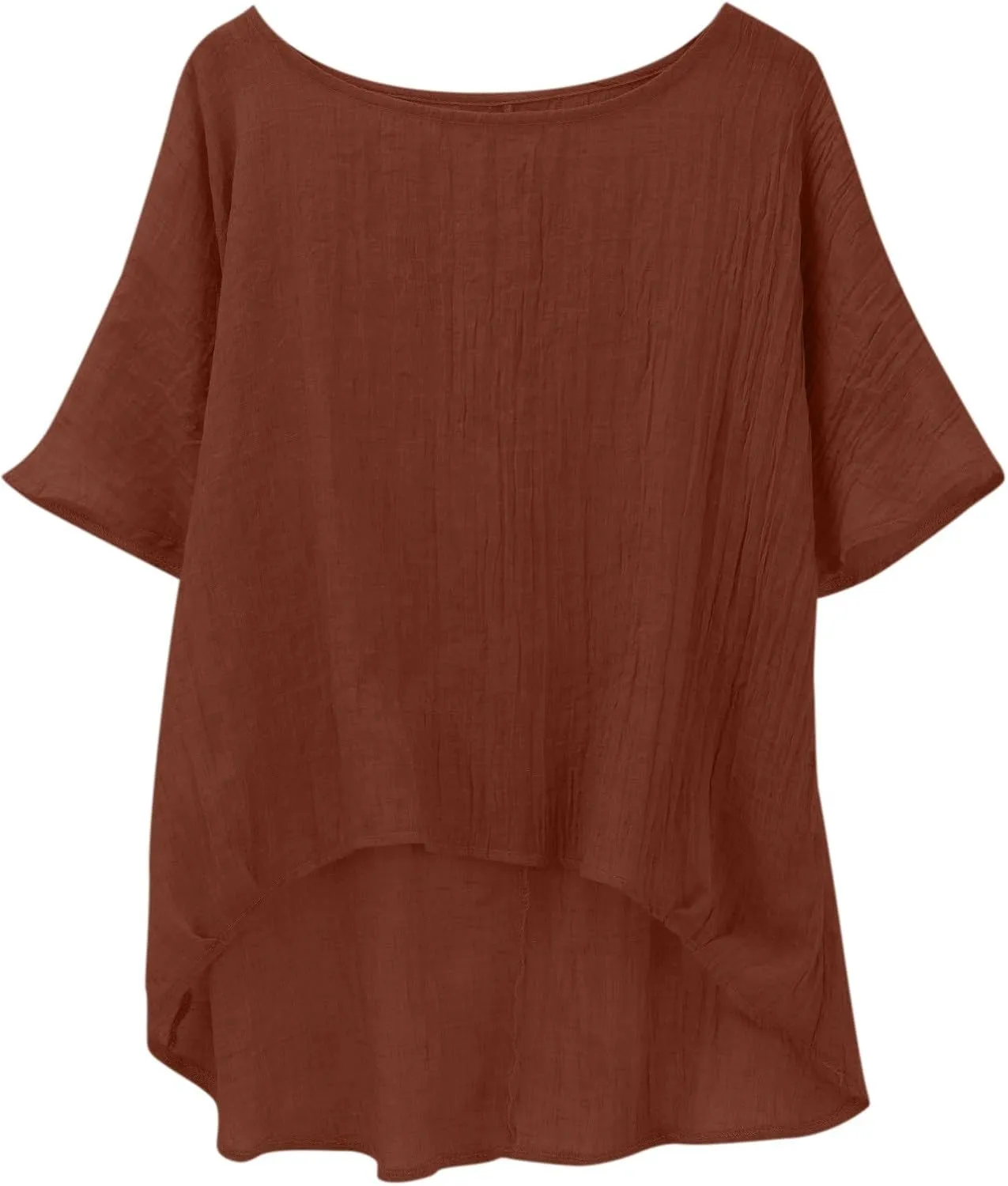 Summer Tops for Women 2025 Trendy Short Sleeve Cotton Linen Shirt Curved Hem Casual Boho Gauze Tunic Blouses Outfits