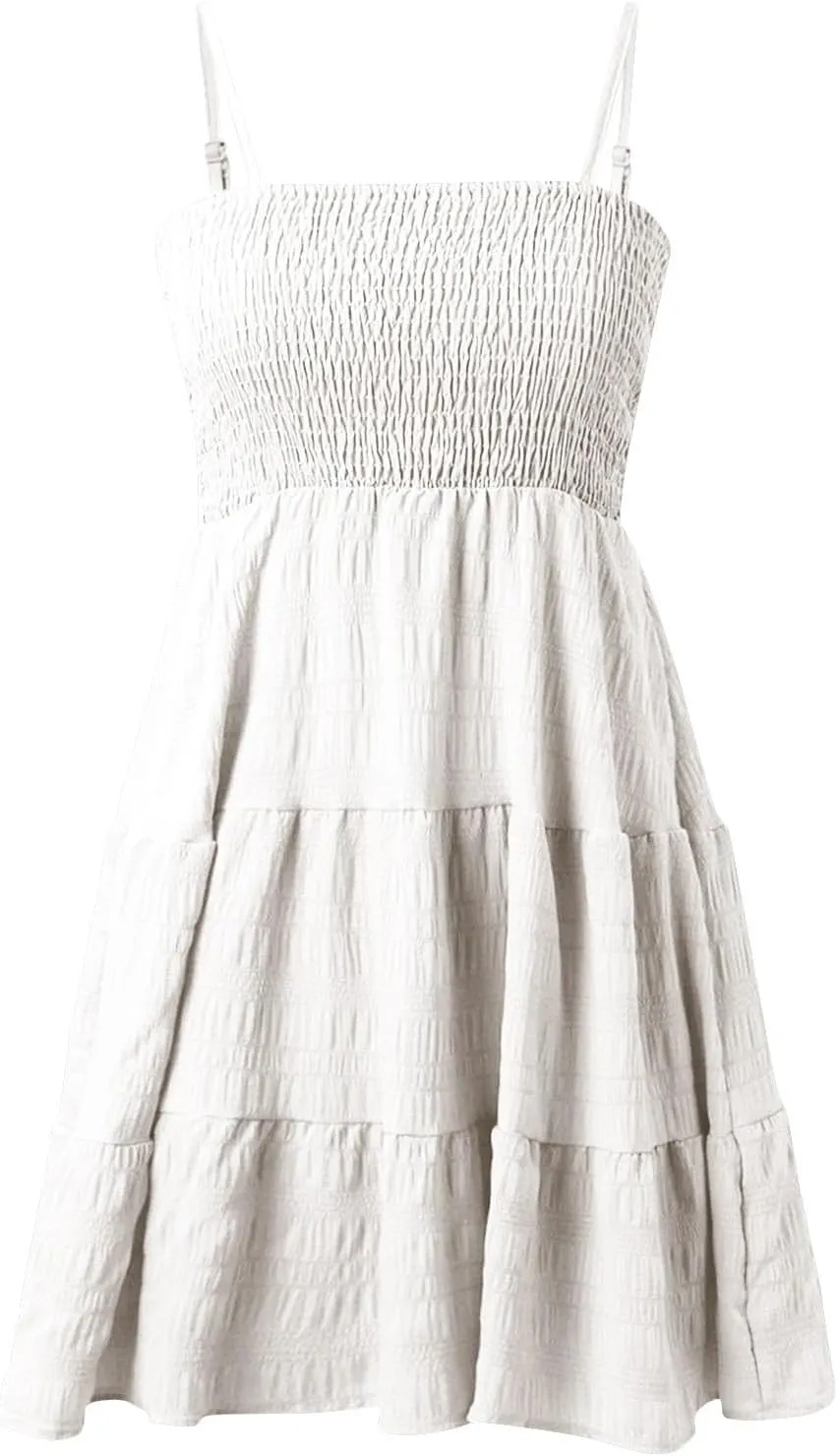 Sundresses for Women 2025 Sleeveless Adjustable Spaghetti Strap Mini Dresses Smocked Tiered A Line Swing Slip Dress