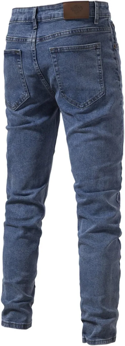Thatrich Skinny Jeans for Men Low Stretch Slim Fit Wash Denim Jeans Casual Fashion Pants Streetwear Outdoor Straight Fit Pant