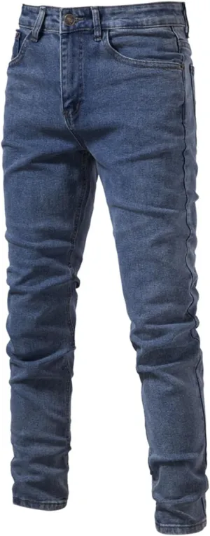 Thatrich Skinny Jeans for Men Low Stretch Slim Fit Wash Denim Jeans Casual Fashion Pants Streetwear Outdoor Straight Fit Pant