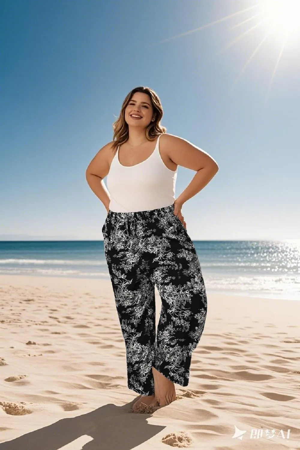 TIYOMI Plus Size Wide Leg Pants for Women Elastic Drawstring Pants High Waisted Lounge Pants XL-5XL