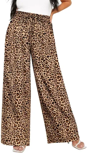 TIYOMI Plus Size Wide Leg Pants for Women Elastic Drawstring Pants High Waisted Lounge Pants XL-5XL