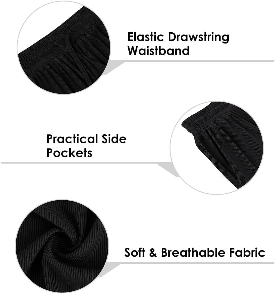 TIYOMI Plus Size Wide Leg Pants for Women Elastic Drawstring Pants High Waisted Lounge Pants XL-5XL