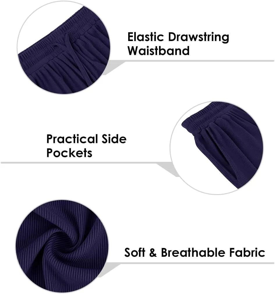 TIYOMI Plus Size Wide Leg Pants for Women Elastic Drawstring Pants High Waisted Lounge Pants XL-5XL