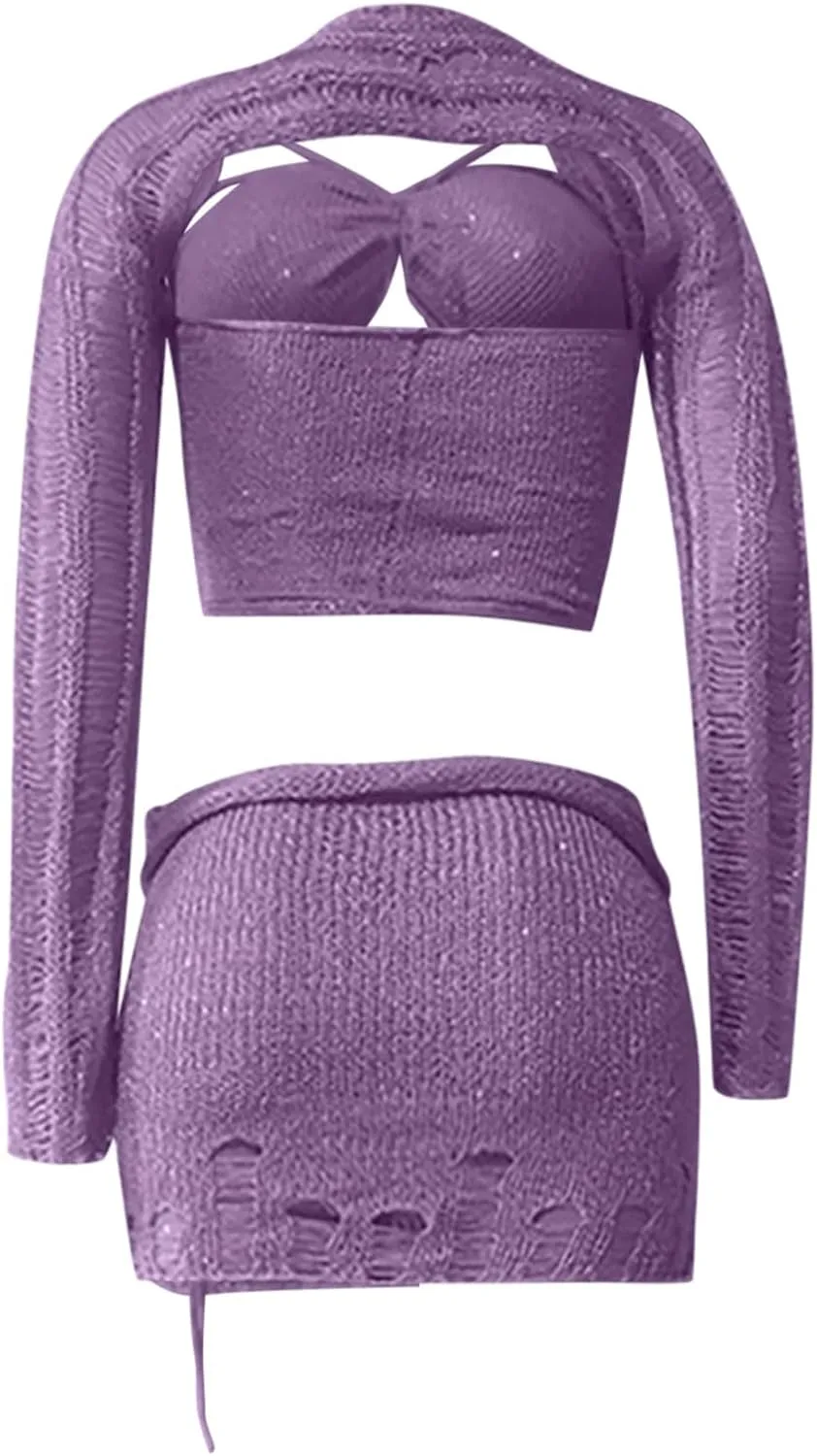 Top Skort Swimsuit Kimono Cover Up Sets for Women Match Formal Disco Club Swimsuit Sets