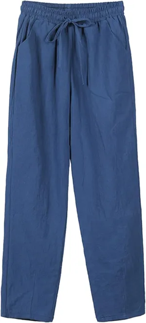 Try Before You Womens Clothing Loose Cotton Patchwork Wide Leg Pants Ladies Trousers Lightweight Linen Pants Women