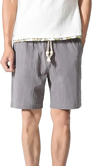 tuduoms 7'' Linen Casual Shorts Men's Fashion Slim Fit Short Elastic Summer Beach Shorts Pockets Gym Running Athletic Shorts
