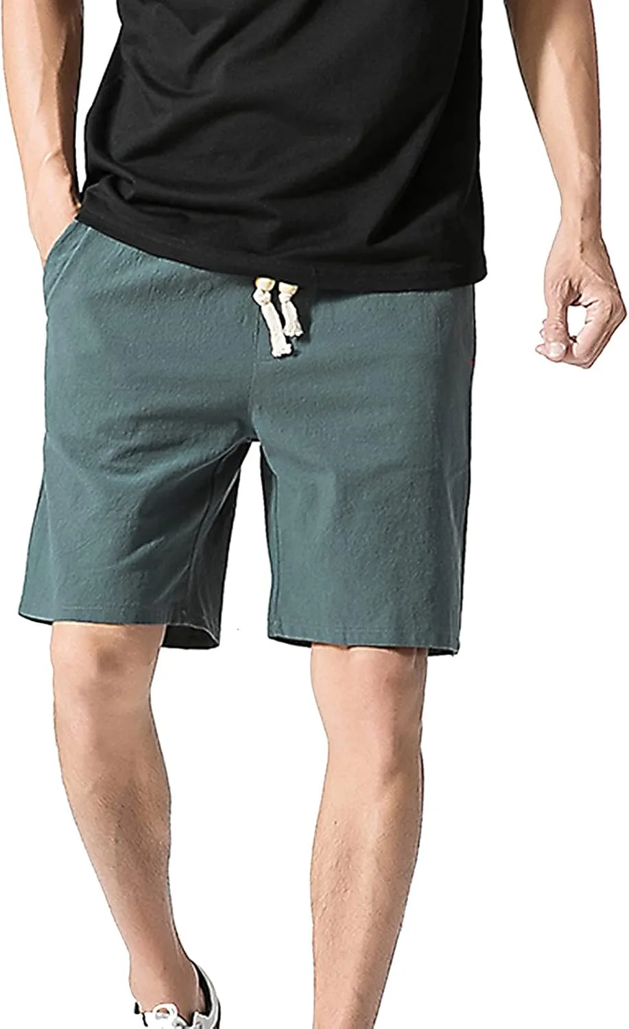tuduoms Linen Athletic 7'' Shorts for Men Summer Casual Lightweight Board Shorts Fashion Slim-Fit Gym Workout Running Shorts