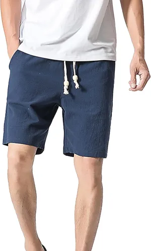tuduoms Linen Athletic 7'' Shorts for Men Summer Casual Lightweight Board Shorts Fashion Slim-Fit Gym Workout Running Shorts