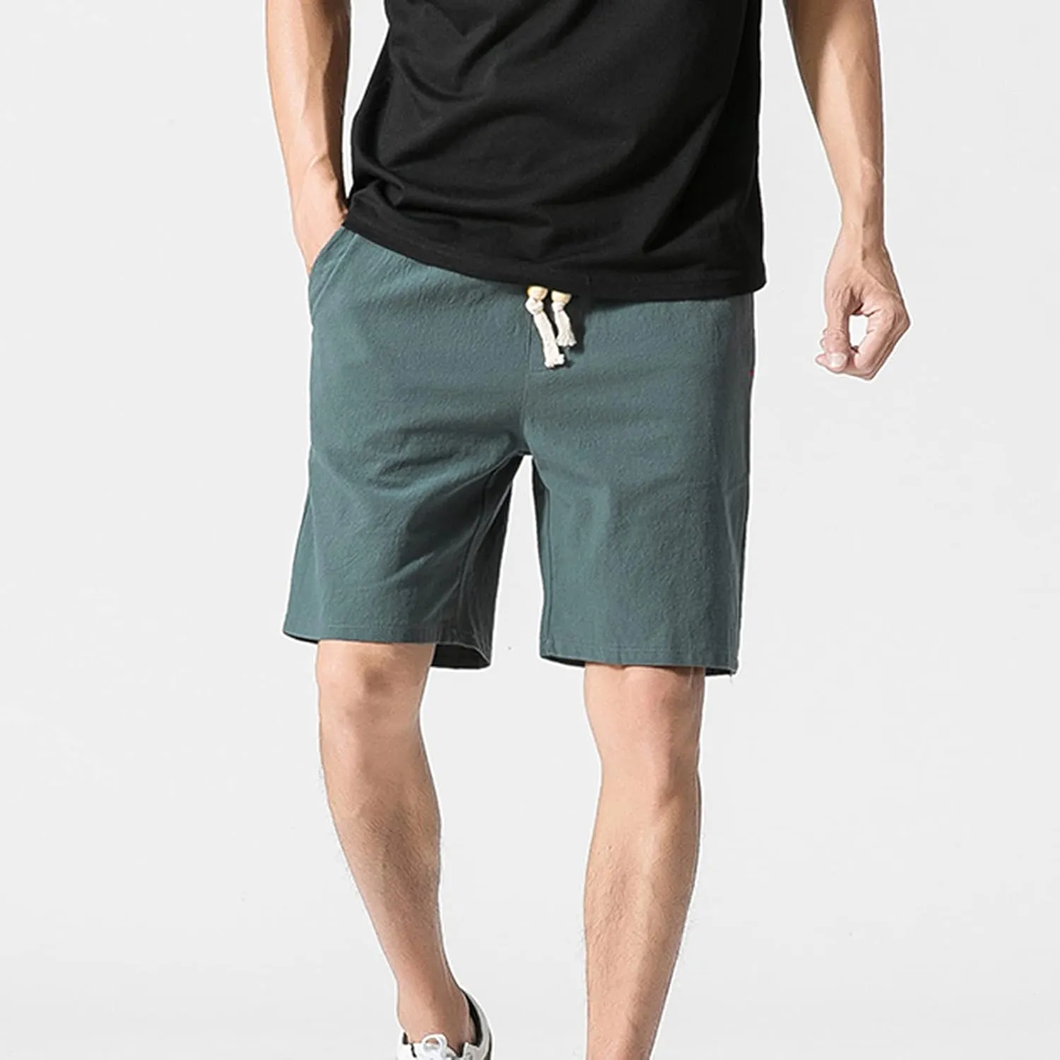 tuduoms Linen Athletic 7'' Shorts for Men Summer Casual Lightweight Board Shorts Fashion Slim-Fit Gym Workout Running Shorts