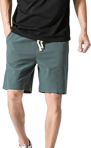 tuduoms Linen Athletic 7'' Shorts for Men Summer Casual Lightweight Board Shorts Fashion Slim-Fit Gym Workout Running Shorts