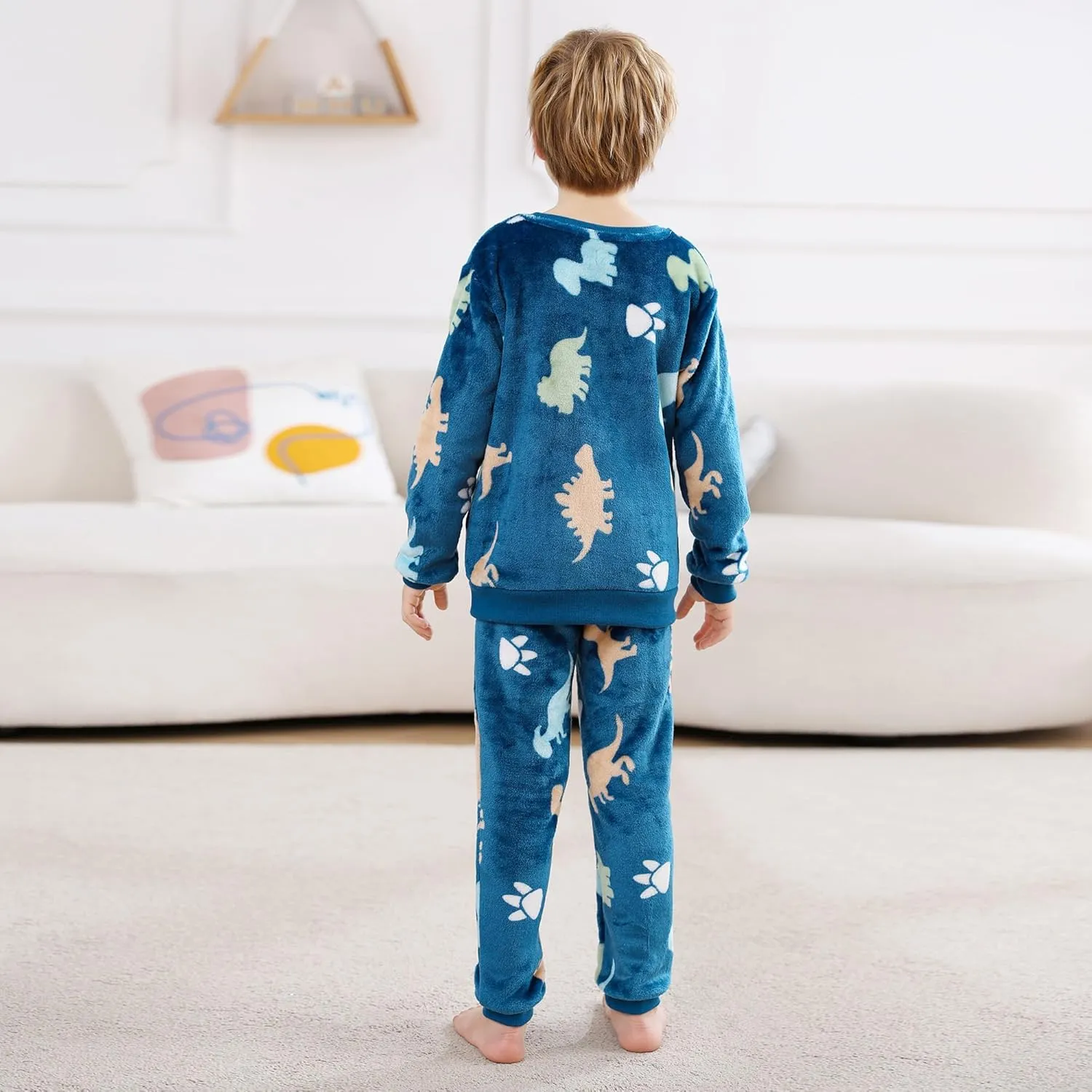 V.&GRIN Boys Fleece Pajamas, Soft Cozy Pullover Sweatshirt Pants Set for Kids 7-16 Years