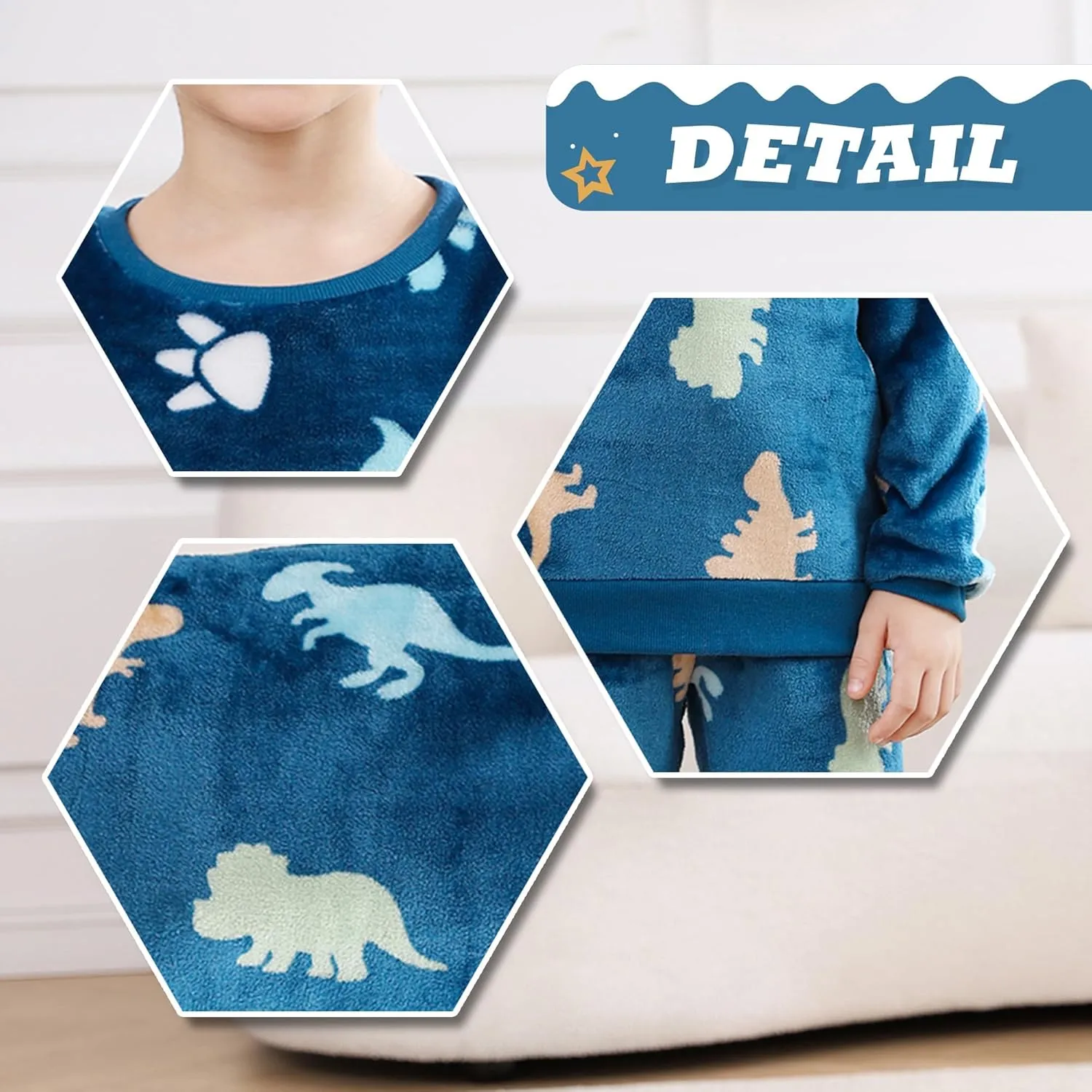 V.&GRIN Boys Fleece Pajamas, Soft Cozy Pullover Sweatshirt Pants Set for Kids 7-16 Years