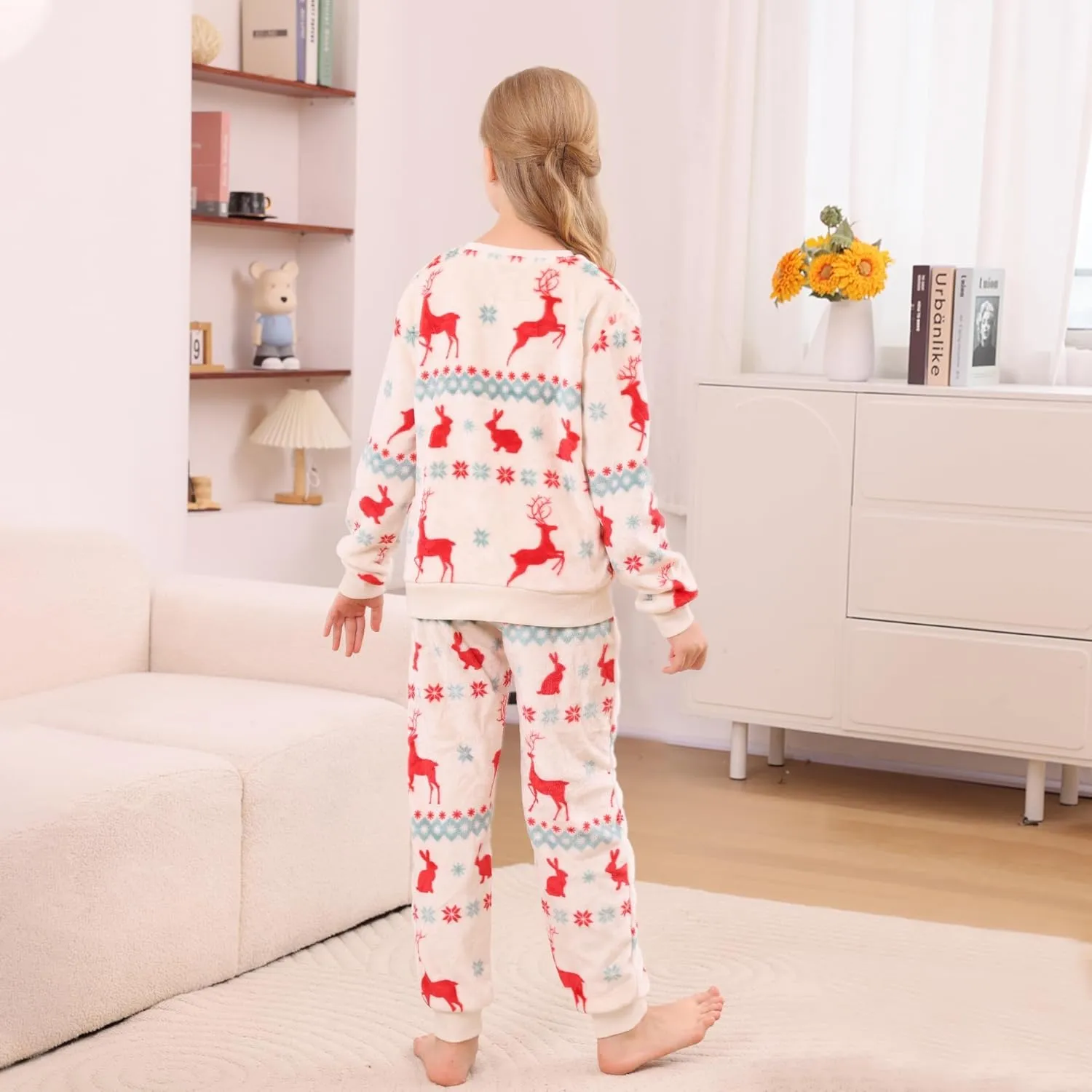 V.&GRIN Girls Fleece Pajamas, Soft Cozy Pullover Sweatshirt Pants Set for Kids 7-16 Years