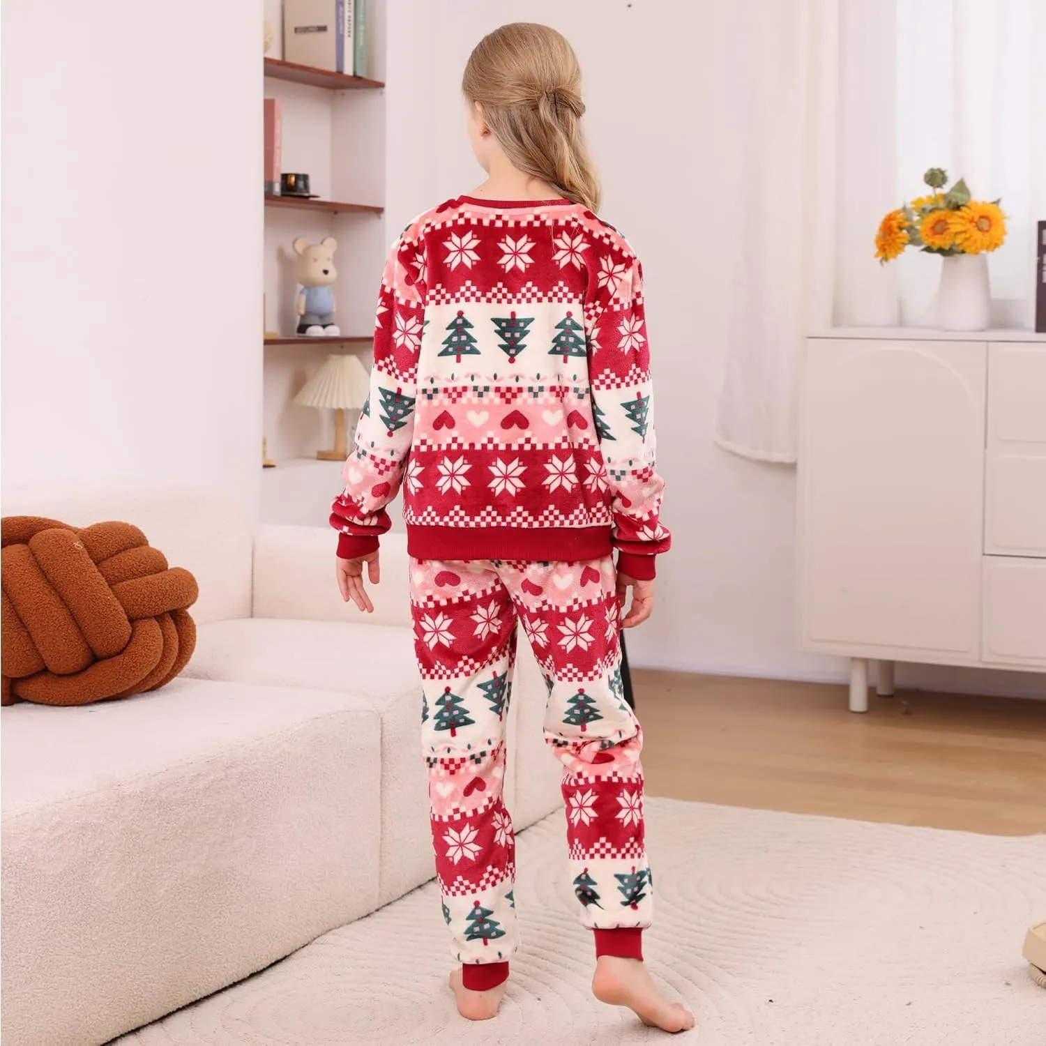 V.&GRIN Girls Fleece Pajamas, Soft Cozy Pullover Sweatshirt Pants Set for Kids 7-16 Years