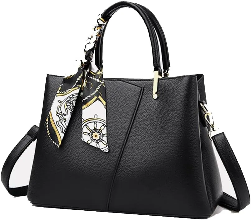 Vegan Leather Satchel Handbag for Women Top Handle Crossbody Bag Fashion Shoulder Bag Tote Large Ladies Purse