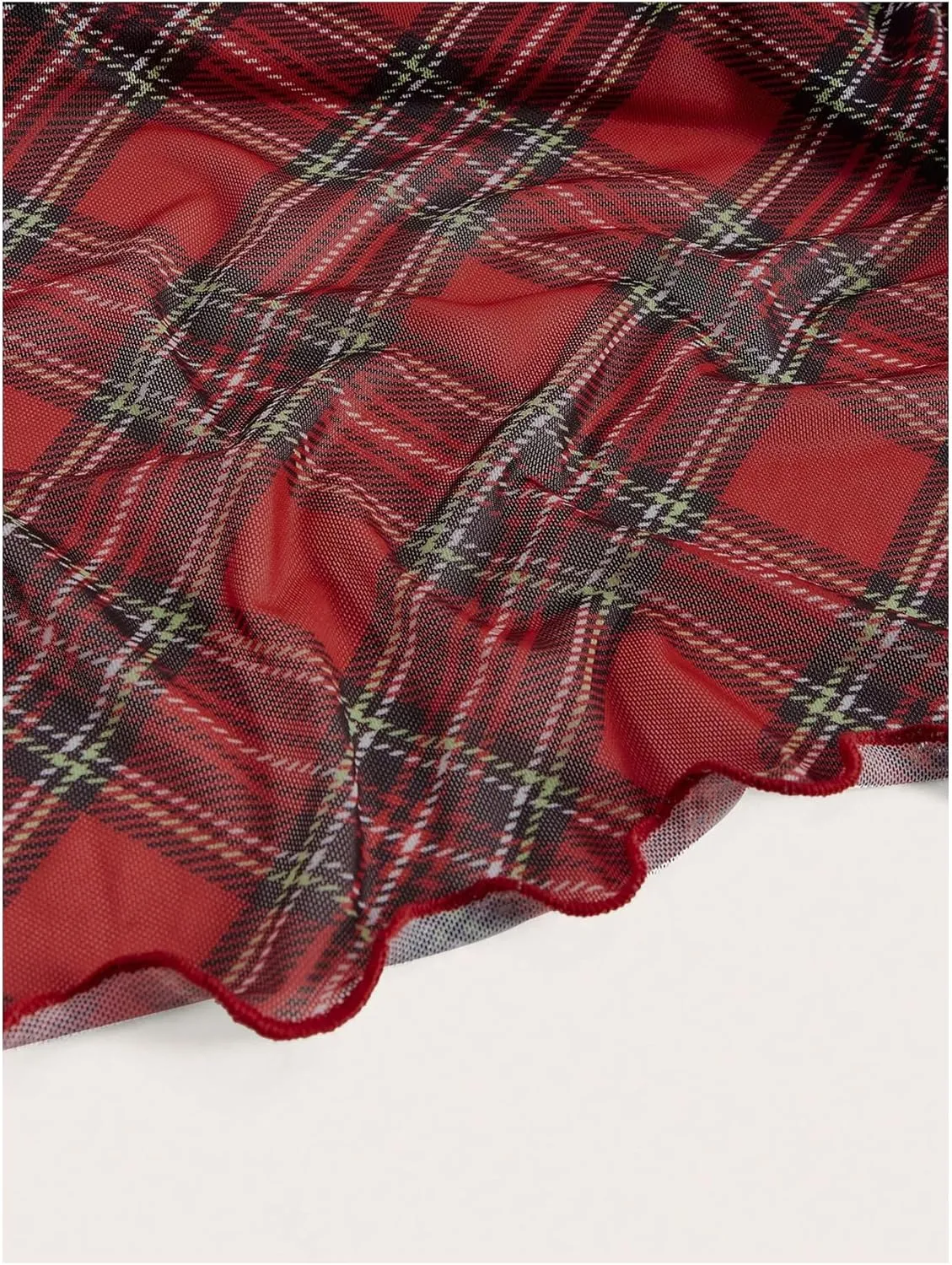Verdusa Women's Plaid Skirt Y2k Mesh Overlay Midi Skirt Long Flowy Grunge Skirt