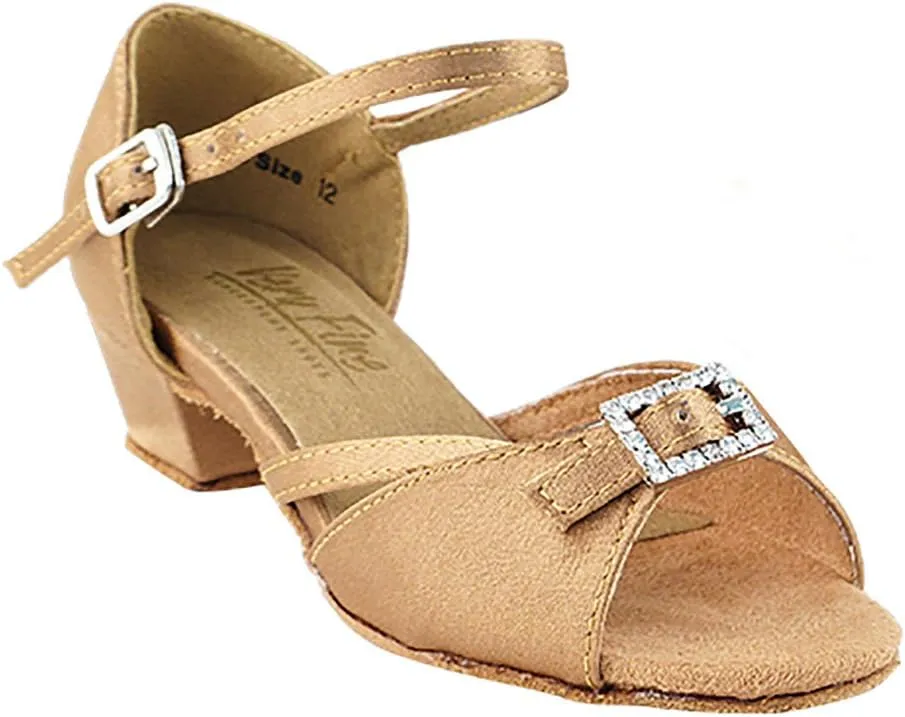 Very Fine Ballroom Latin Tango Salsa Dance Shoes for Girls - 1720G - 1.5 inch Heel-Brown Satin - Size - 2 M