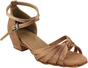 Very Fine Ballroom Latin Tango Salsa Dance Shoes for Girls - 6005G - 1.5 inch Heel-Brown Satin - Size - 12 M