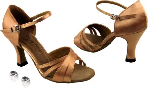 Very Fine Ladies Women Ballroom Dance Shoes EK6030 Brown Satin 2.5" Heel (10M)