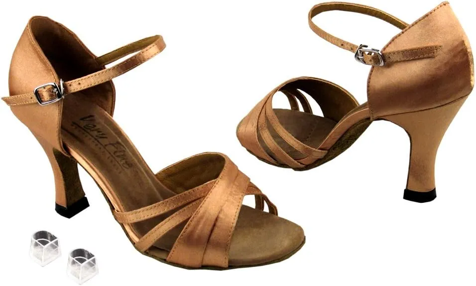 Very Fine Ladies Women Ballroom Dance Shoes EK6030 Brown Satin 2.5" Heel (10M)