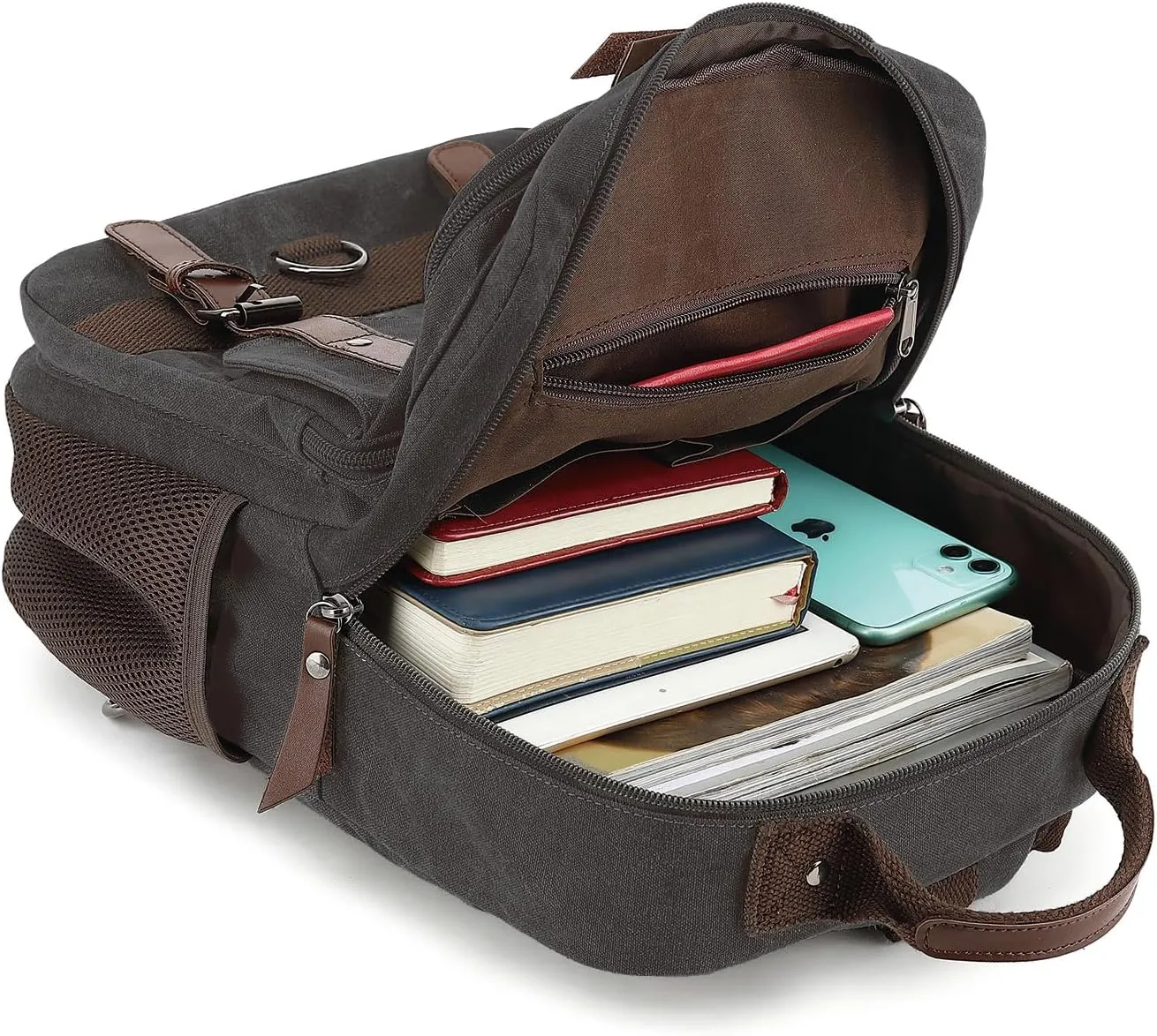 Vintage Messenger Bag, Canvas Backpack for Travel, Men's Shoulder Bag, Dual-use Bag for Hand Carry and Crossbody Carry