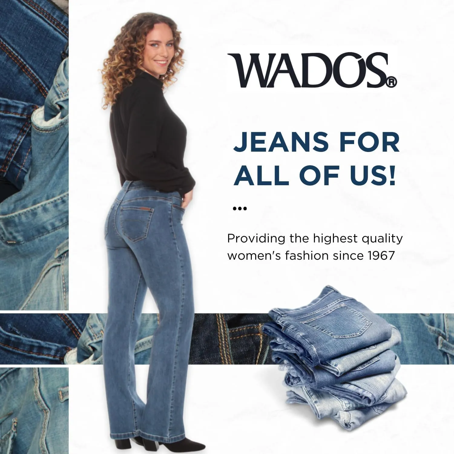 WADOS( Bootcut Jeans for Women, High Waisted, Classic Fit - Stretchy, Comfy Womens High Rise Flare Jeans - Denim Pants