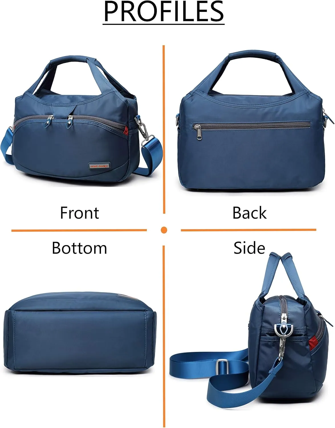 Waterproof Nylon Crossbody Bags for Women Multi-Pocket Shoulder Bag Travel Purse and Handbag