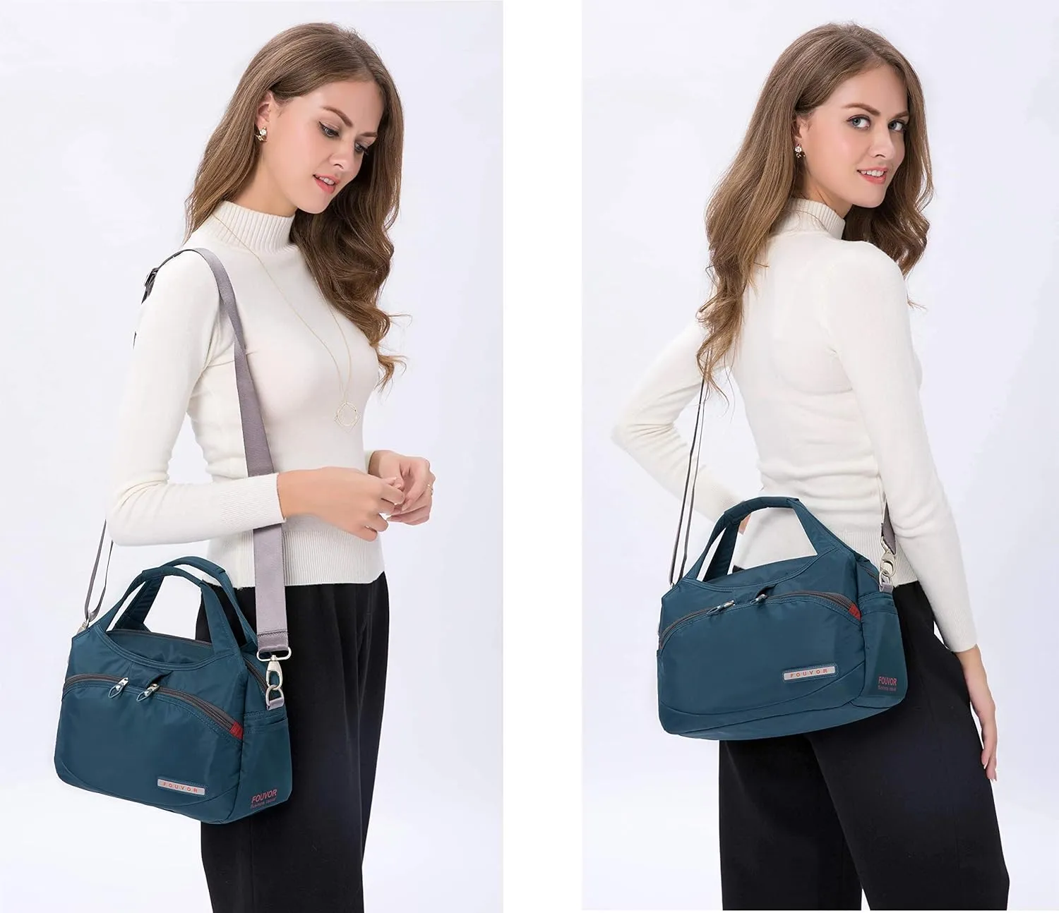 Waterproof Nylon Crossbody Bags for Women Multi-Pocket Shoulder Bag Travel Purse and Handbag