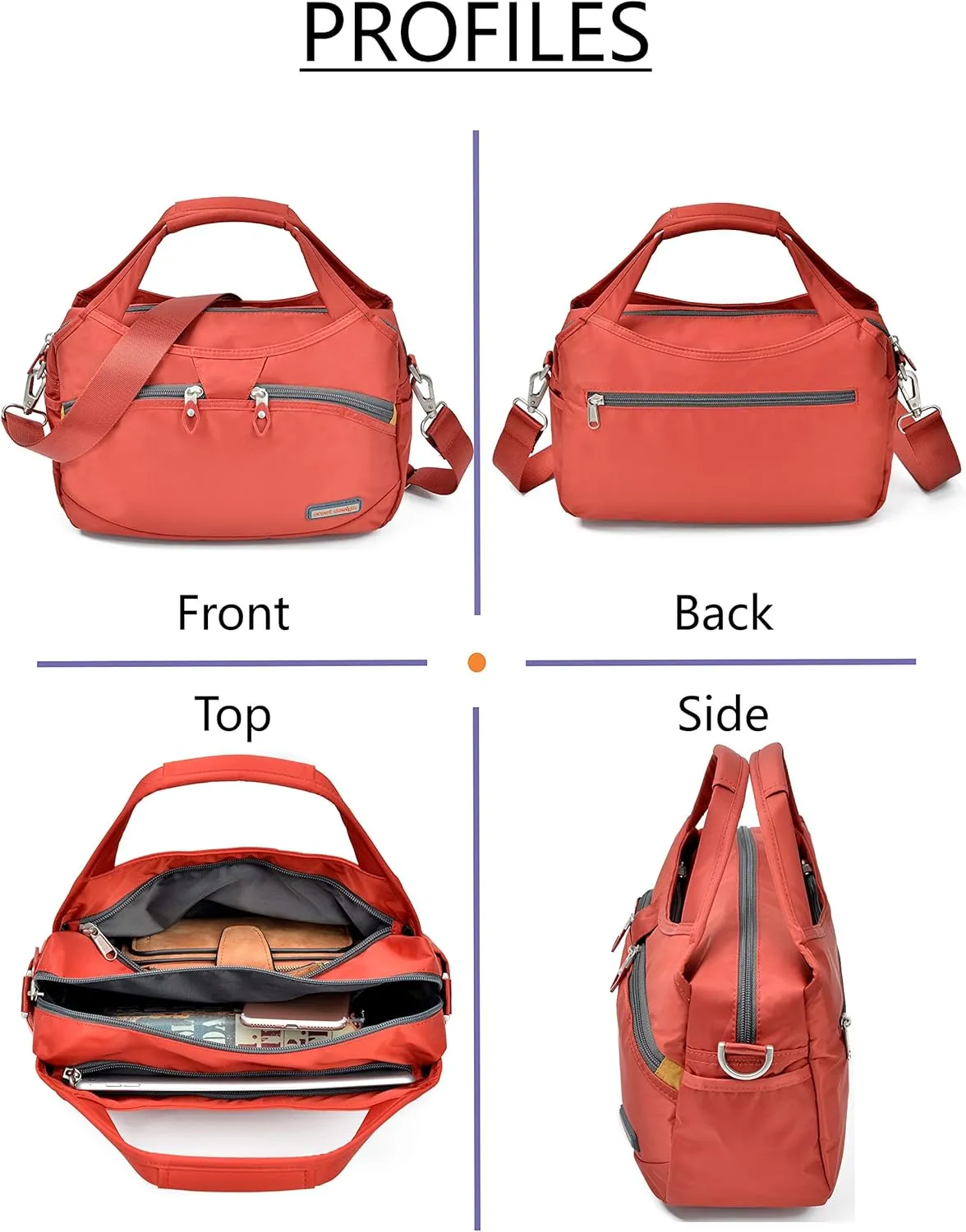 Waterproof Nylon Crossbody Bags for Women Multi-Pocket Shoulder Bag Travel Purse and Handbag