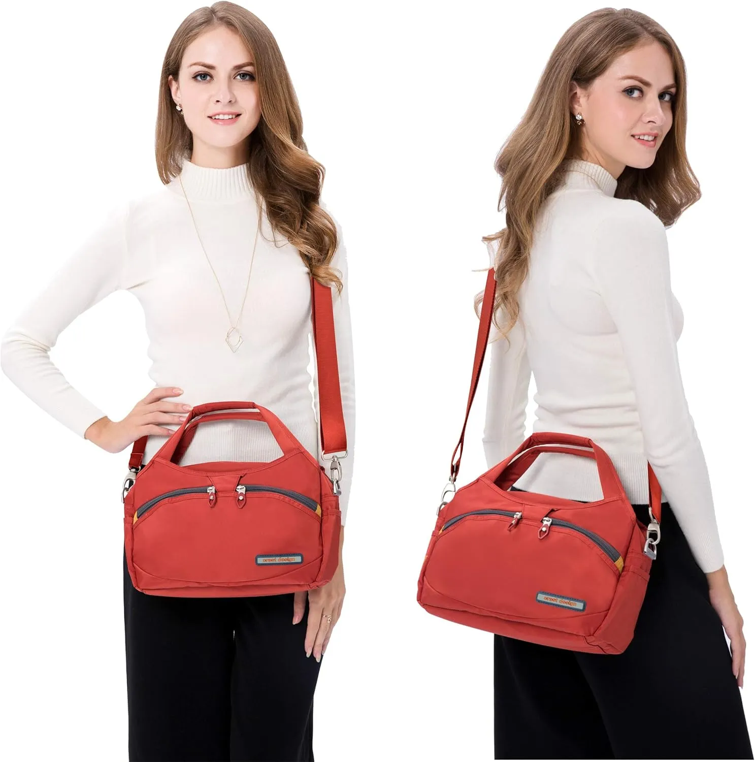 Waterproof Nylon Crossbody Bags for Women Multi-Pocket Shoulder Bag Travel Purse and Handbag