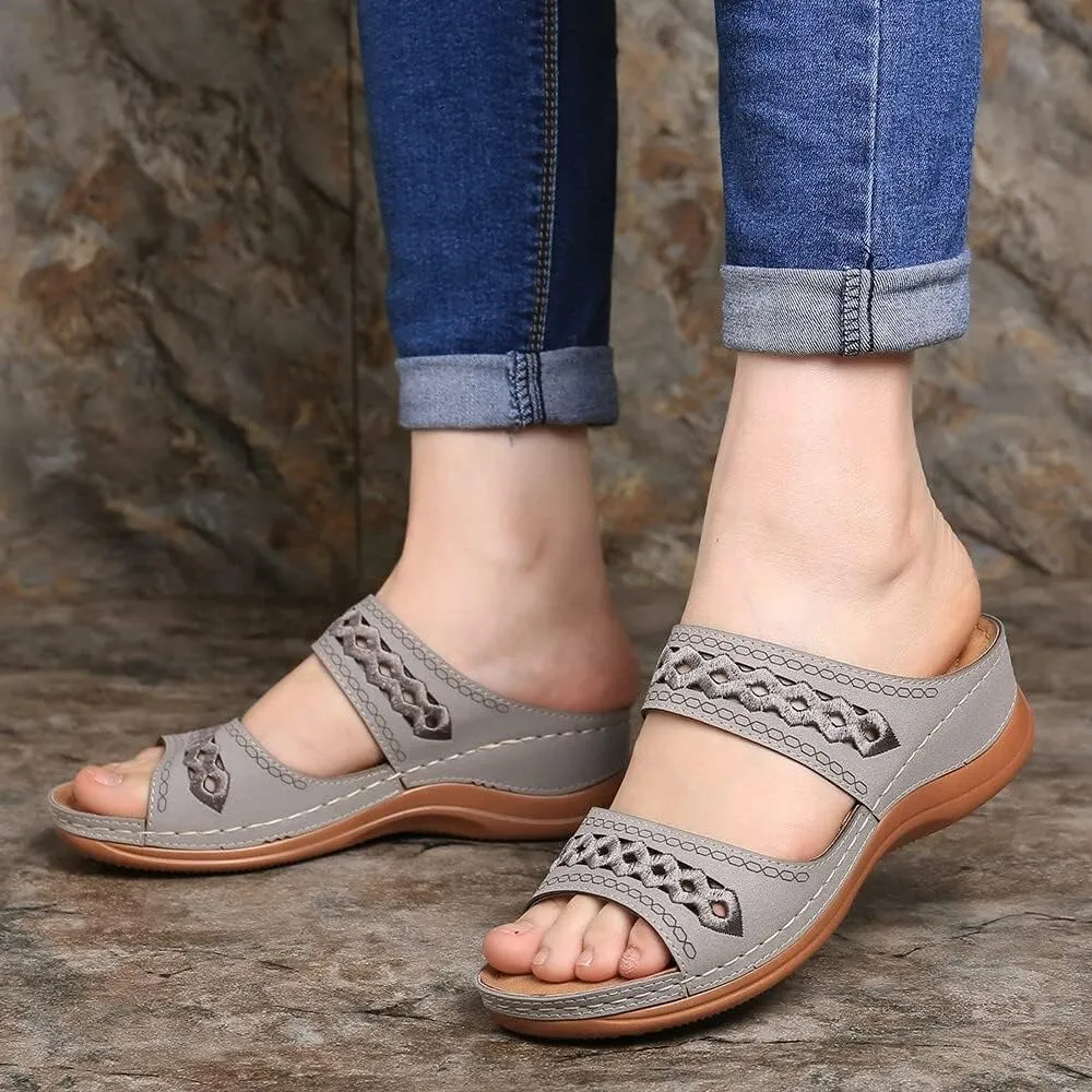 Wedge Sandals Women Comfortable Orthopedic Slippers Casual Arch Support Sandals Embroidered Outdoor Walking Shoes2