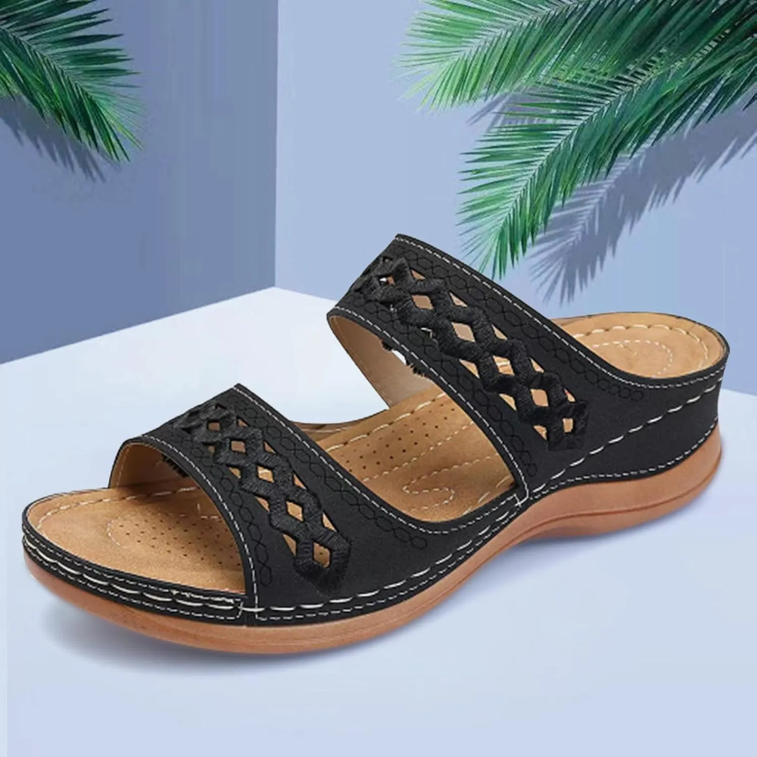 Wedge Sandals Women Comfortable Orthopedic Slippers Casual Arch Support Sandals Embroidered Outdoor Walking Shoes2