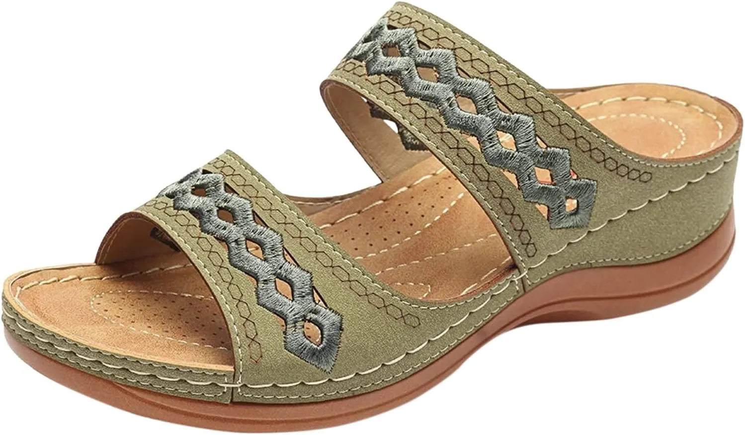 Wedge Sandals Women Comfortable Orthopedic Slippers Casual Arch Support Sandals Embroidered Outdoor Walking Shoes2