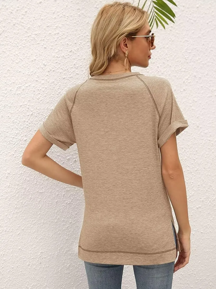 Welity Women's Tops Short Sleeve T Shirts Crewneck Casual Loose Fit Tunic Tops